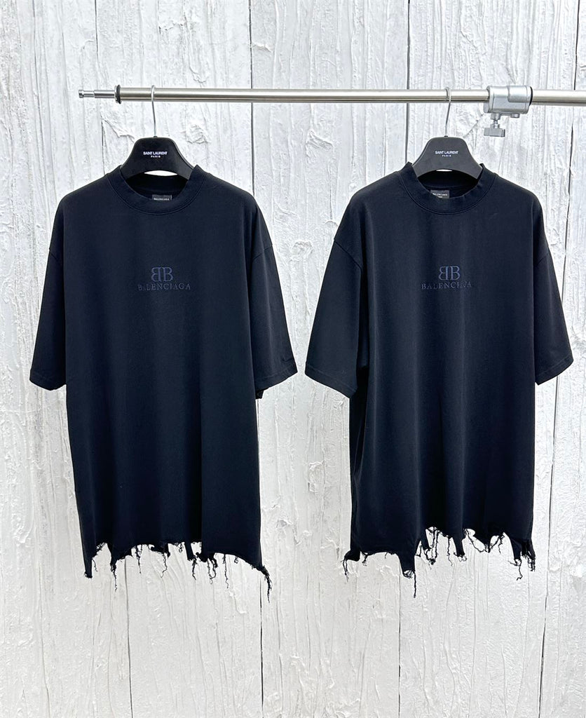 BALENCIAGA BB CLASSIC BALENCIAGA CROPPED T-SHIRT OVERSIZED IN BLACK - Y029