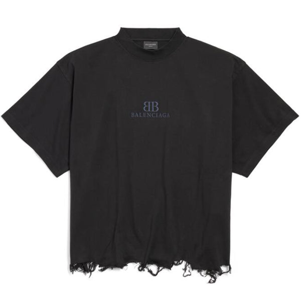 BALENCIAGA BB CLASSIC BALENCIAGA CROPPED T-SHIRT OVERSIZED IN BLACK - Y029