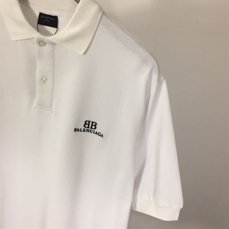 BALENCIAGA BB CLASSIC BALENCIAGA POLO SHIRT OVERSIZED IN WHITE - Y037