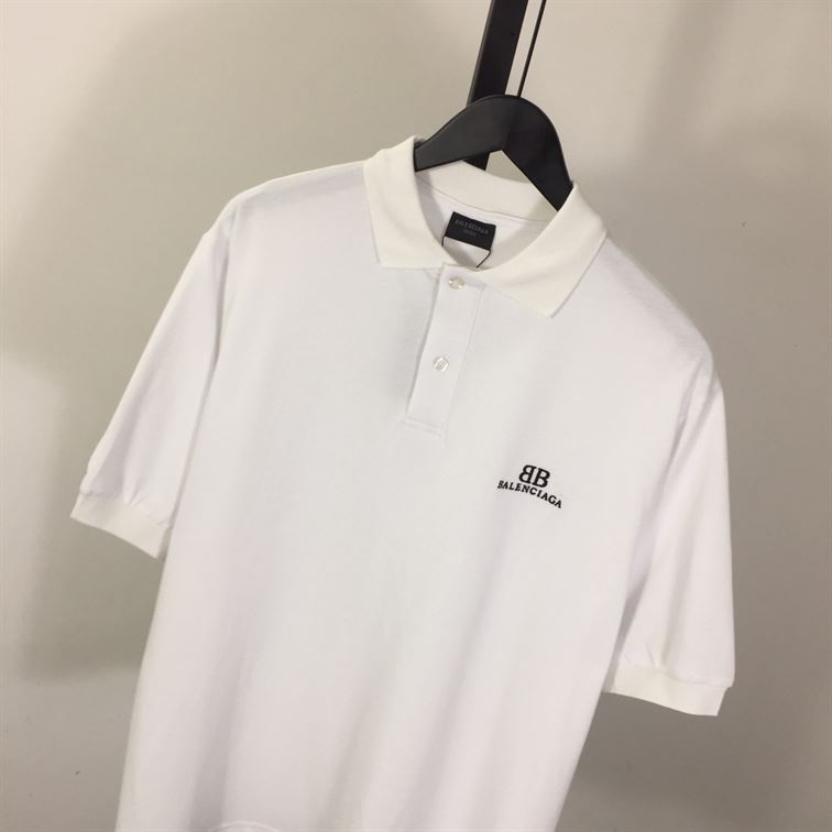 BALENCIAGA BB CLASSIC BALENCIAGA POLO SHIRT OVERSIZED IN WHITE - Y037