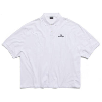 BALENCIAGA BB CLASSIC BALENCIAGA POLO SHIRT OVERSIZED IN WHITE - Y037