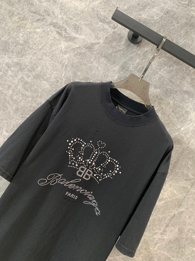 BALENCIAGA BB MOTEL T-SHIRT MEDIUM FIT IN BLACK - Y003