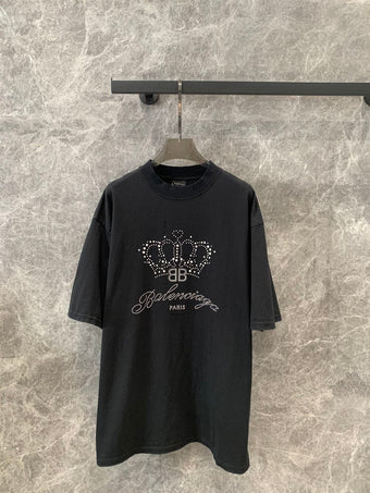 BALENCIAGA BB MOTEL T-SHIRT MEDIUM FIT IN BLACK - Y003