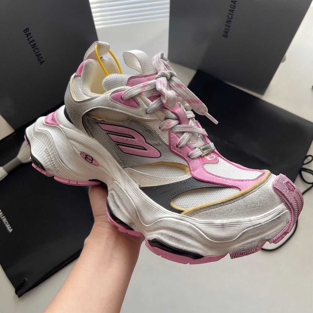 BALENCIAGA CARGO SNEAKER IN GREY/WHITE/PINK - B004