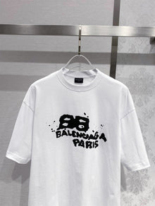 BALENCIAGA COTTON T-SHIRT WHITE BLACK - Y041