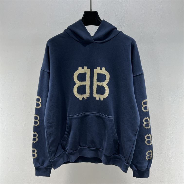 BALENCIAGA CRYPTO HOODIE MEDIUM FIT IN BLUE - BH001