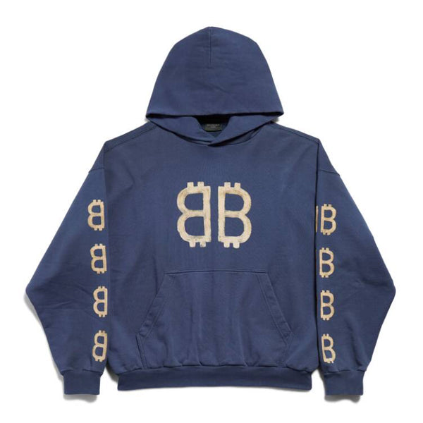 BALENCIAGA CRYPTO HOODIE MEDIUM FIT IN BLUE - BH001