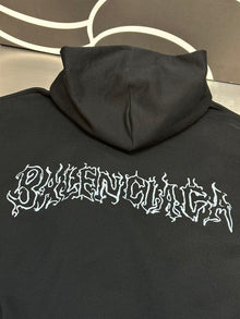 BALENCIAGA DIY METAL OUTLINE HOODIE OVERSIZED IN BLACK WHITE - BH006