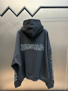 BALENCIAGA DIY METAL OUTLINE HOODIE OVERSIZED IN BLACK WHITE - BH006