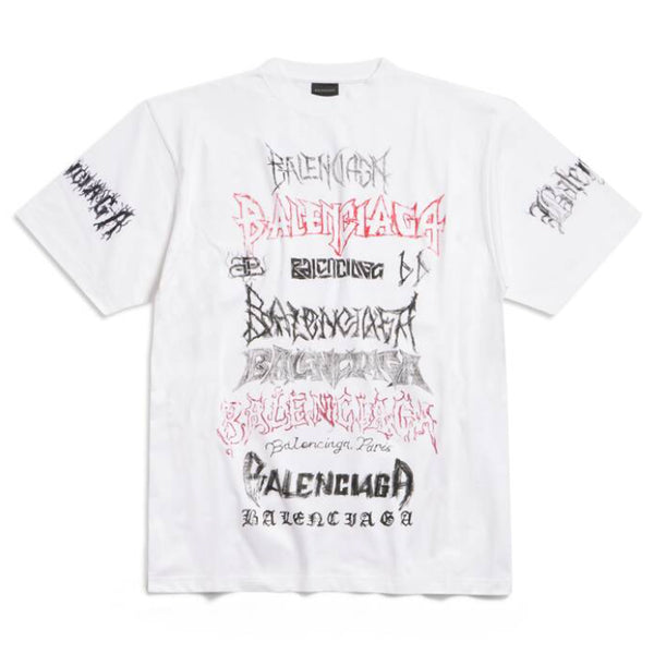 BALENCIAGA DIY METAL T-SHIRT LARGE FIT IN WHITE BLACK RED - Y050