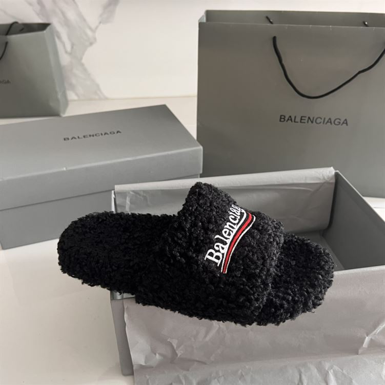 BALENCIAGA FURRY SLIDE BLACK - E047