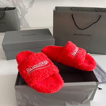 BALENCIAGA FURRY SLIDE RED - E048