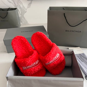 BALENCIAGA FURRY SLIDE RED - E048