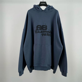 BALENCIAGA HAND-DRAWN BB ICON HOODIE LARGE FIT - BH010