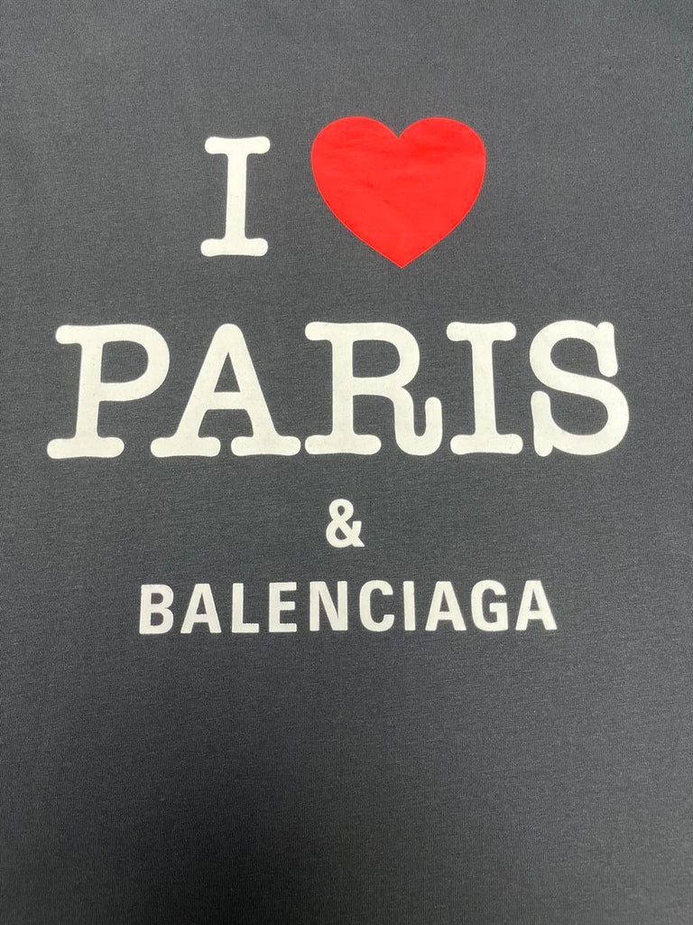 BALENCIAGA I LOVE PARIS & BALENCIAGA T-SHIRT OVERSIZED IN BLACK - Y017