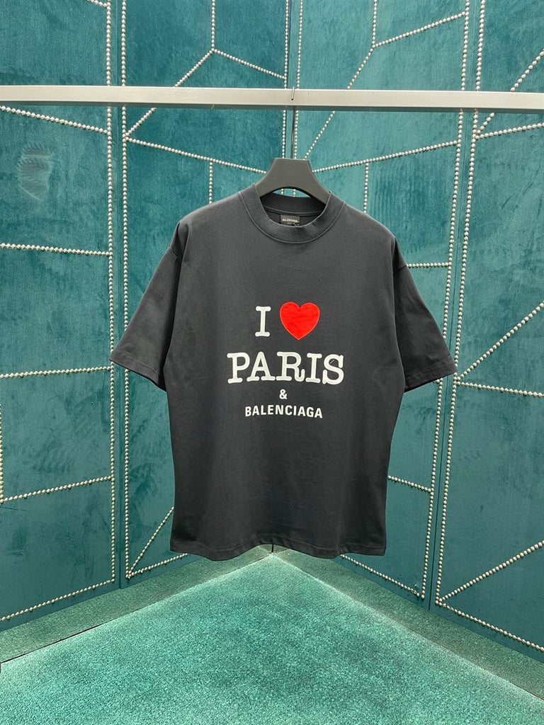 BALENCIAGA I LOVE PARIS & BALENCIAGA T-SHIRT OVERSIZED IN BLACK - Y017