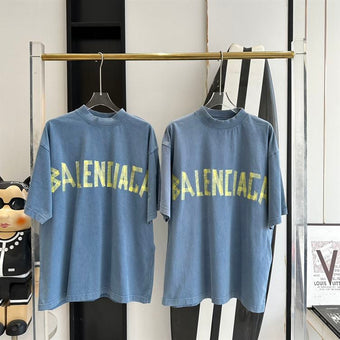 BALENCIAGA NEW TAPE TYPE T-SHIRT MEDIUM FIT IN FADED BLUE - Y010