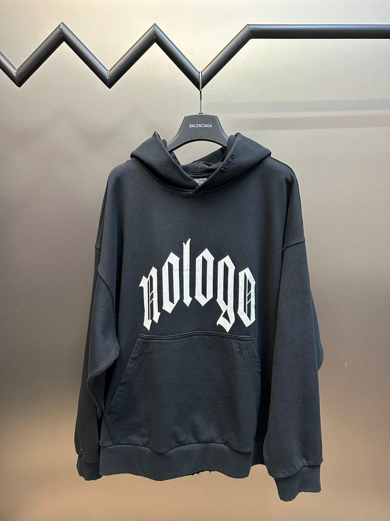 BALENCIAGA NOLOGO HOODIE MEDIUM FIT IN BLACK GREY - BH007