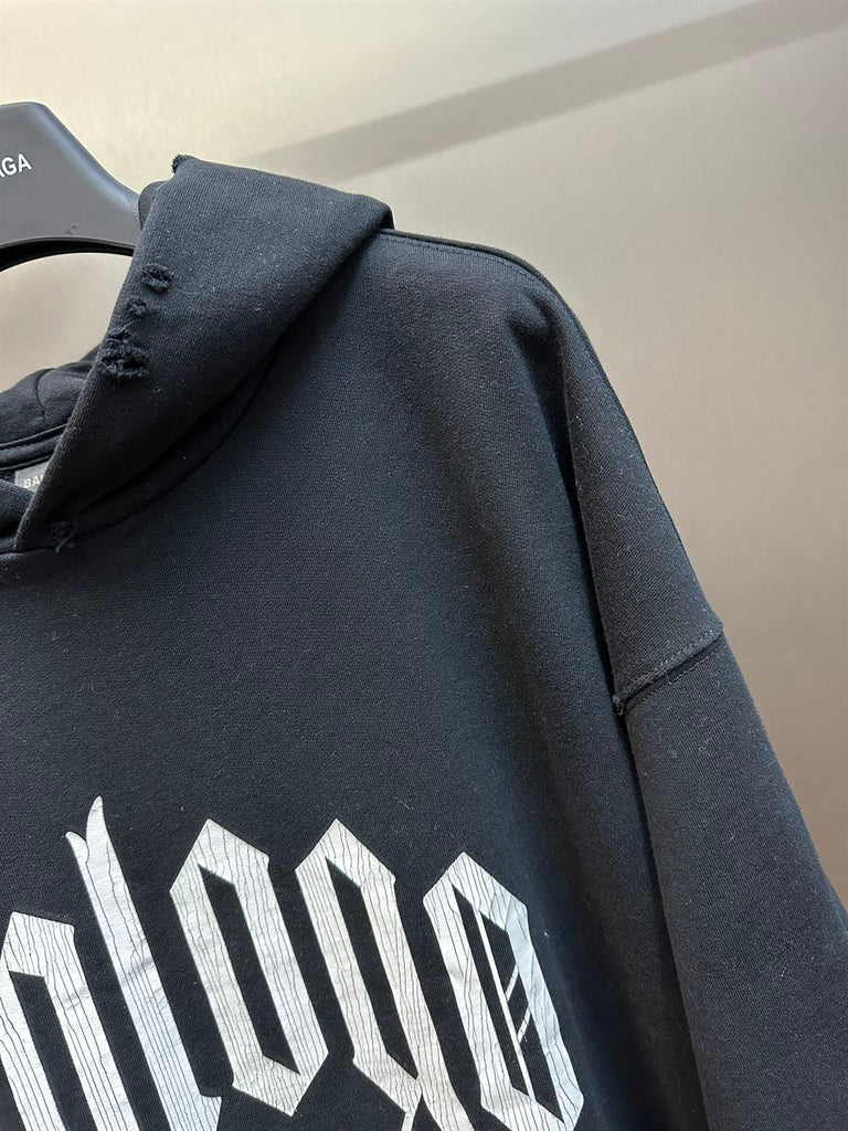 BALENCIAGA NOLOGO HOODIE MEDIUM FIT IN BLACK GREY - BH007