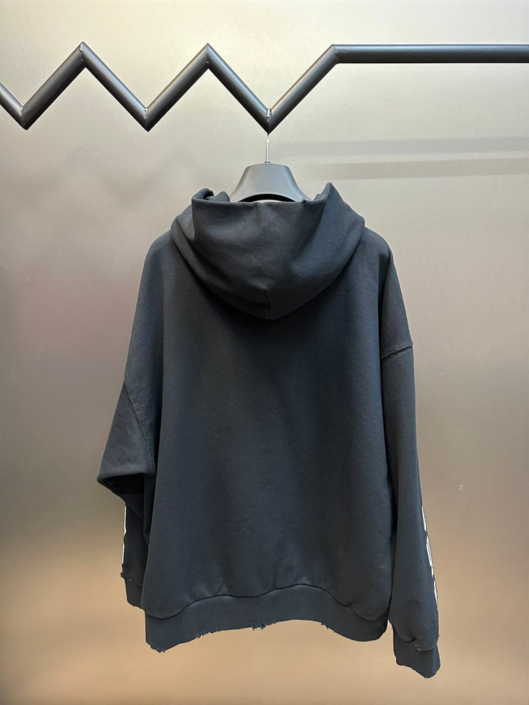 BALENCIAGA NOLOGO HOODIE MEDIUM FIT IN BLACK GREY - BH007