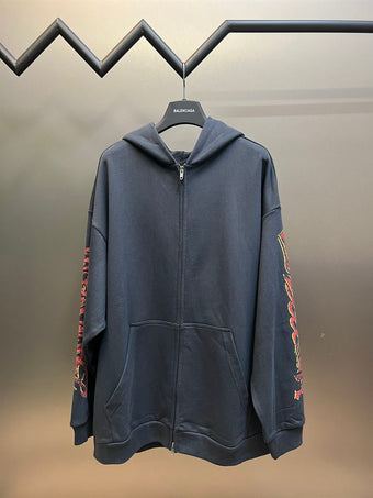 BALENCIAGA OFFSHORE ZIP-UP HOODIE MEDIUM FIT - BH038