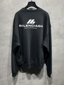 BALENCIAGA OVERSIZED BLACK COTTON SWEATSHIRT WITH LOGO - BH012