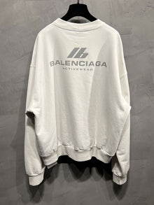 BALENCIAGA OVERSIZED WHITE COTTON SWEATSHIRT WITH LOGO - BH013