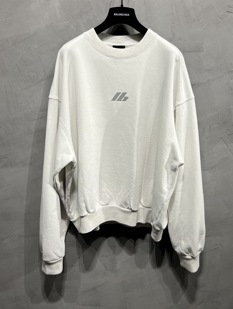 BALENCIAGA OVERSIZED WHITE COTTON SWEATSHIRT WITH LOGO - BH013