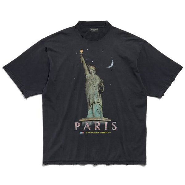 BALENCIAGA PARIS LIBERTY T-SHIRT MEDIUM FIT IN BLACK - Y005