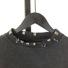 BALENCIAGA PIERCED ROUND SWEATSHIRT OVERSIZED IN BLACK FADED - BH019