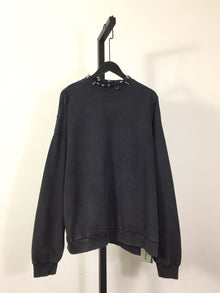 BALENCIAGA PIERCED ROUND SWEATSHIRT OVERSIZED IN BLACK FADED - BH019