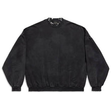 BALENCIAGA PIERCED ROUND SWEATSHIRT OVERSIZED IN BLACK FADED - BH019