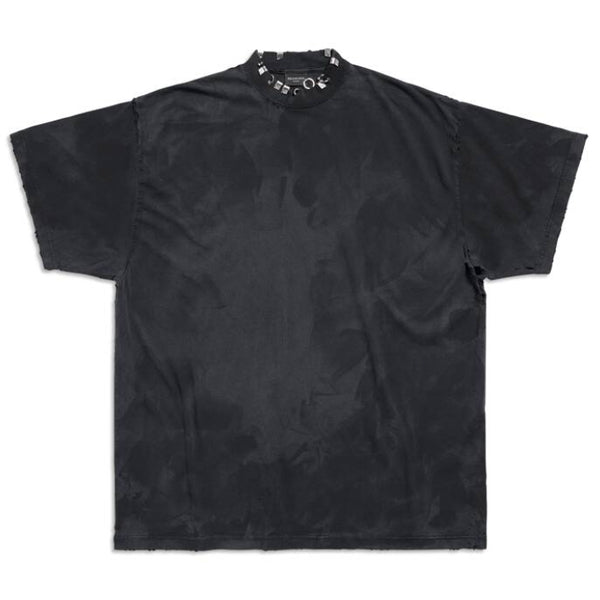 BALENCIAGA PIERCED T-SHIRT OVERSIZED IN BLACK - Y043