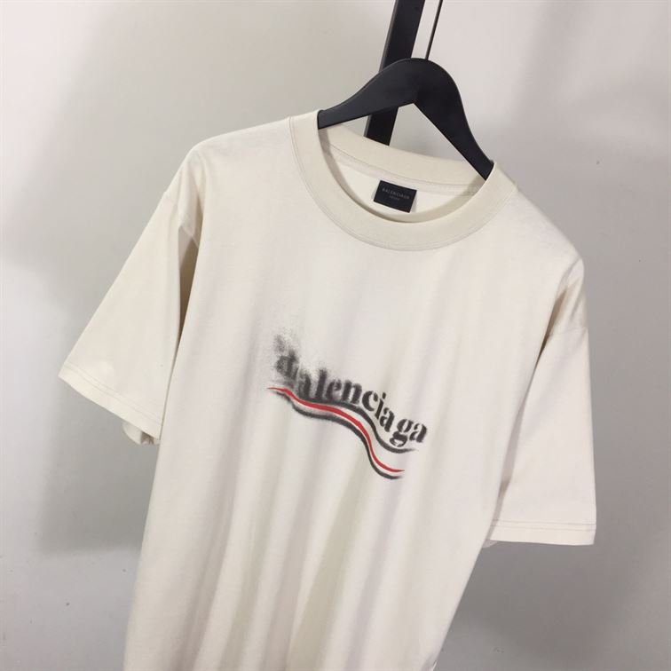 BALENCIAGA POLITICAL STENCIL T-SHIRT MEDIUM FIT IN OFF WHITE BLACK - Y018