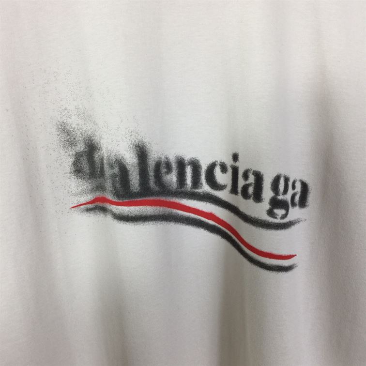 BALENCIAGA POLITICAL STENCIL T-SHIRT MEDIUM FIT IN OFF WHITE BLACK - Y018