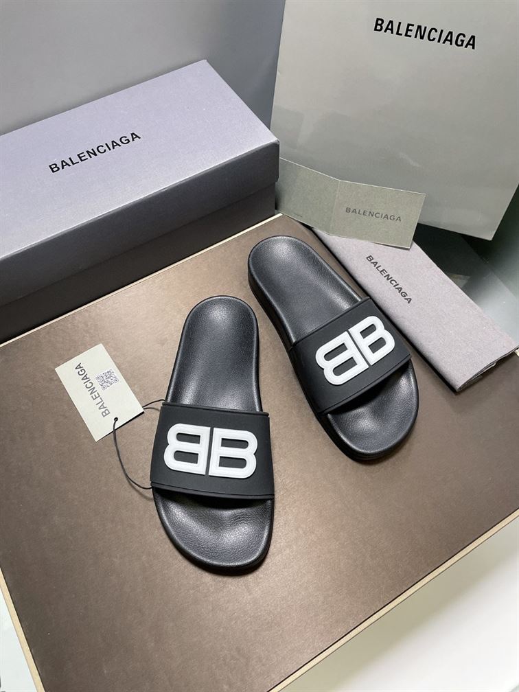 BALENCIAGA POOL SLIDES 3D BB GLOW LOGO - E039