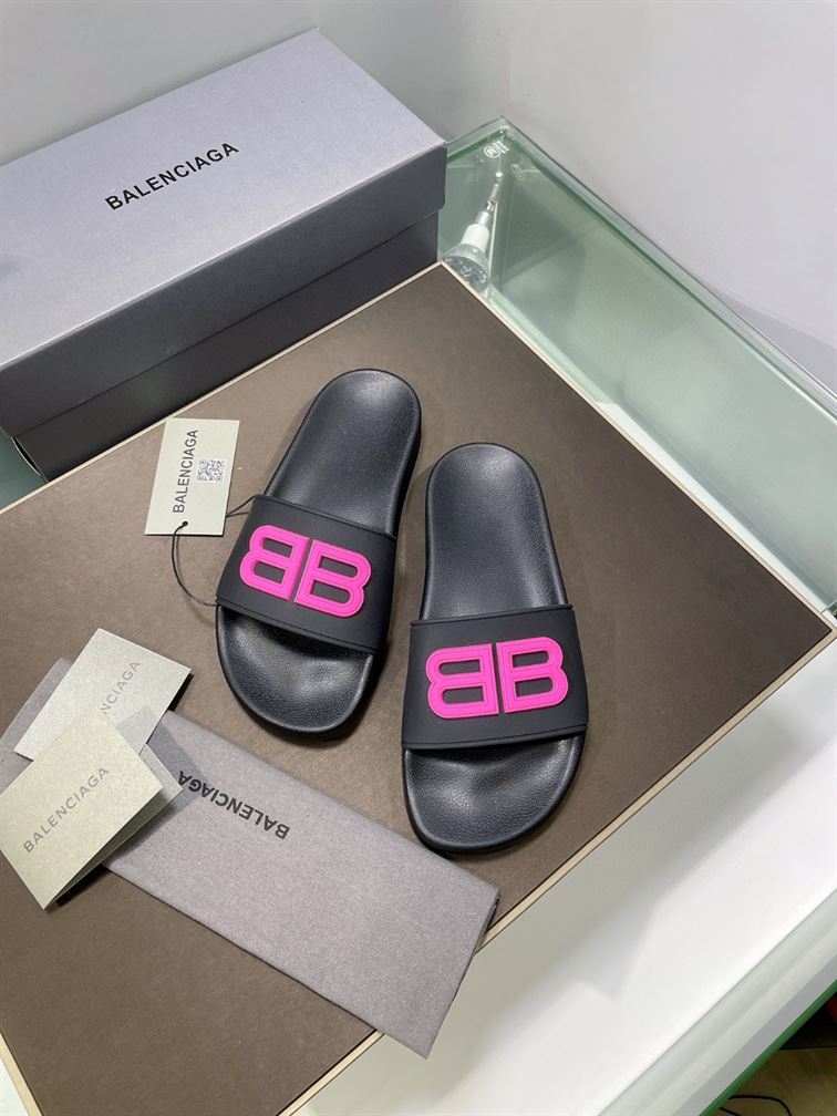 BALENCIAGA POOL SLIDES 3D BB GLOW LOGO - E040