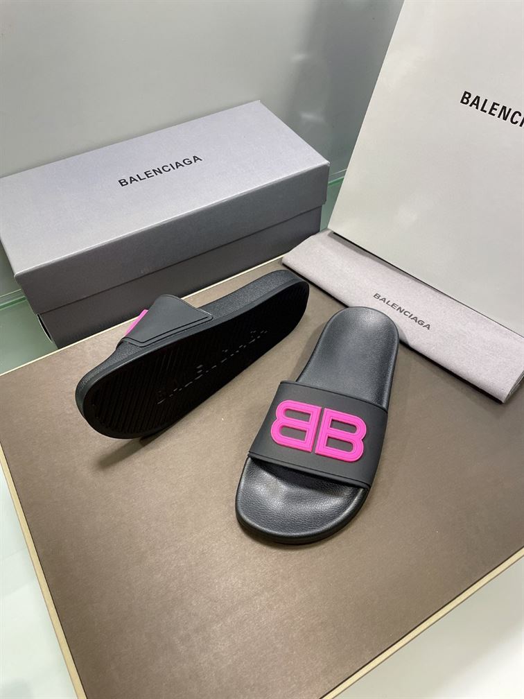 BALENCIAGA POOL SLIDES 3D BB GLOW LOGO - E040