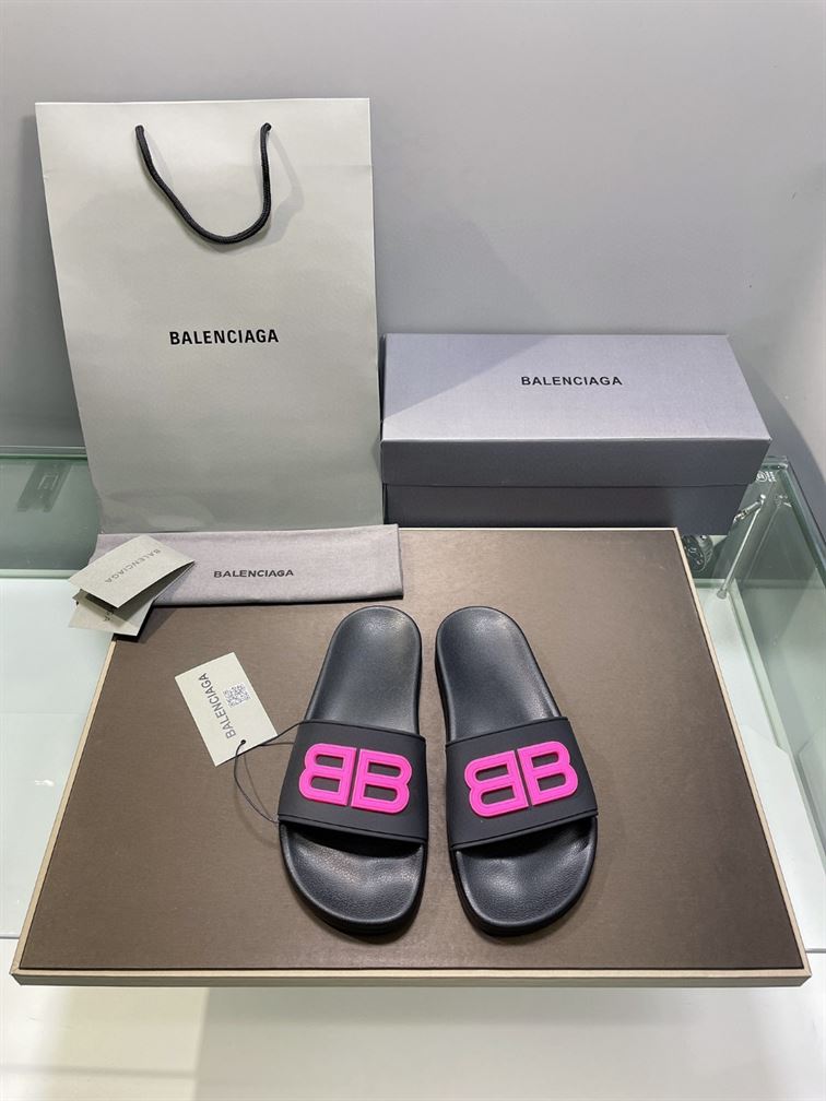 BALENCIAGA POOL SLIDES 3D BB GLOW LOGO - E040