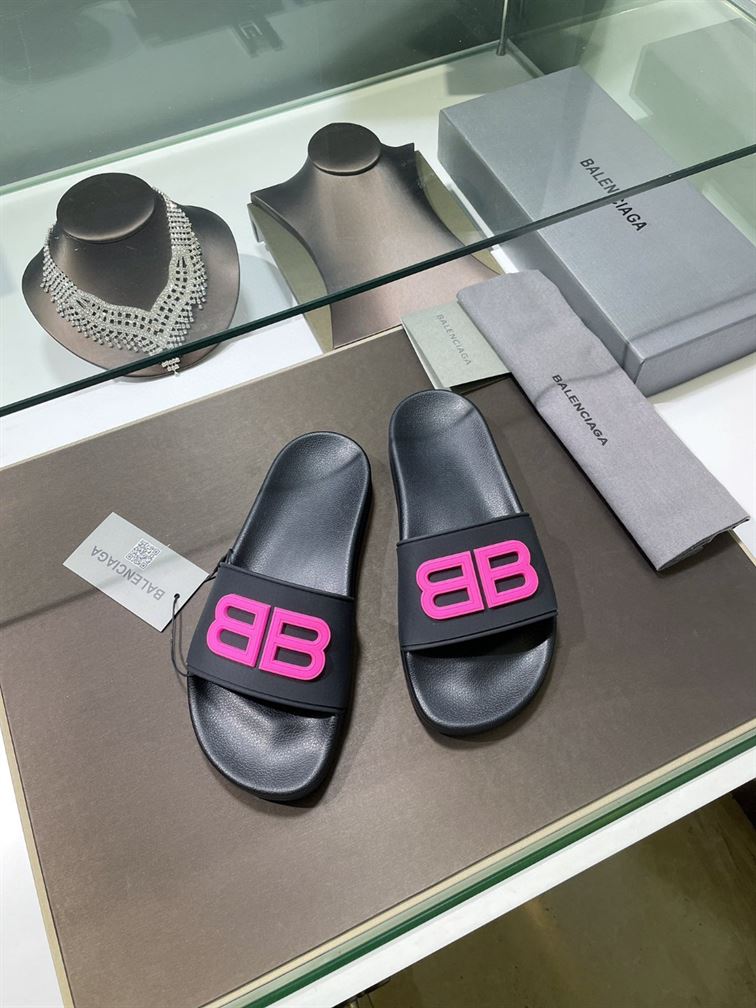 BALENCIAGA POOL SLIDES 3D BB GLOW LOGO - E040