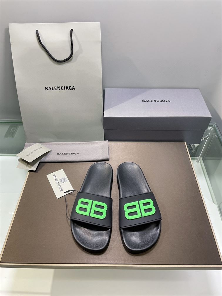 BALENCIAGA POOL SLIDES 3D BB GLOW LOGO - E043