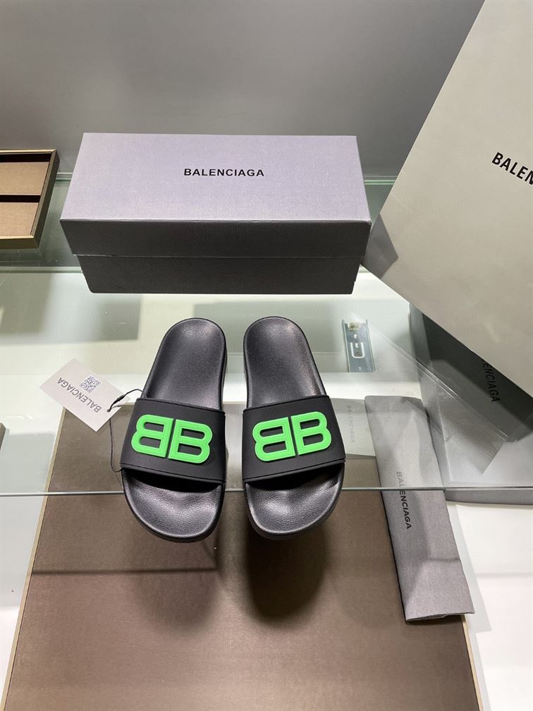 BALENCIAGA POOL SLIDES 3D BB GLOW LOGO - E043