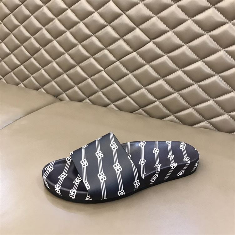 BALENCIAGA POOL SLIDES ALL OVER LOGO BLACK - E001