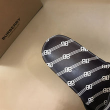 BALENCIAGA POOL SLIDES ALL OVER LOGO BLACK - E001