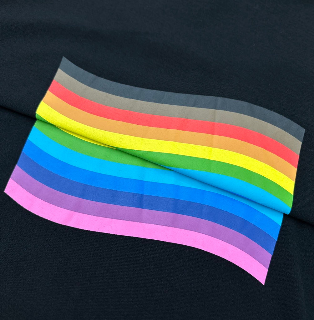 BALENCIAGA RAINBOW FLAG INSIDE-OUT T-SHIRT OVERSIZED IN BLACK - Y032