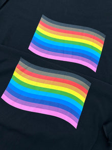 BALENCIAGA RAINBOW FLAG INSIDE-OUT T-SHIRT OVERSIZED IN BLACK - Y032