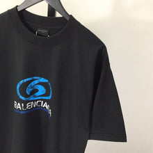 BALENCIAGA SURFER T-SHIRT MEDIUM FIT IN BLACK BLUE - Y031