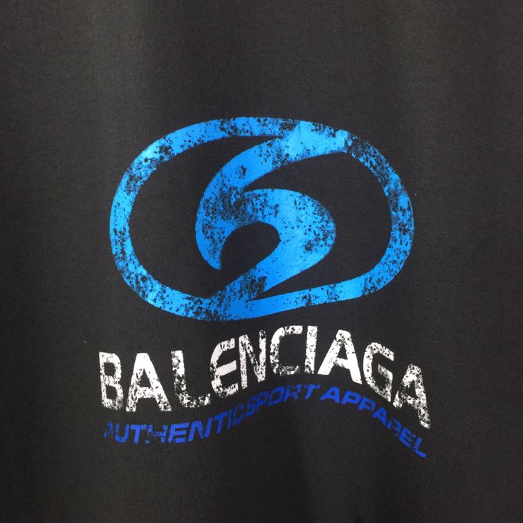 BALENCIAGA SURFER T-SHIRT MEDIUM FIT IN BLACK BLUE - Y031