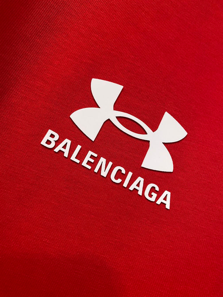 BALENCIAGA UNDER ARMOUR T-SHIRT OVERSIZED FIT IN RED WHITE - Y035