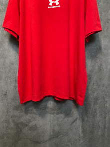 BALENCIAGA UNDER ARMOUR T-SHIRT OVERSIZED FIT IN RED WHITE - Y035